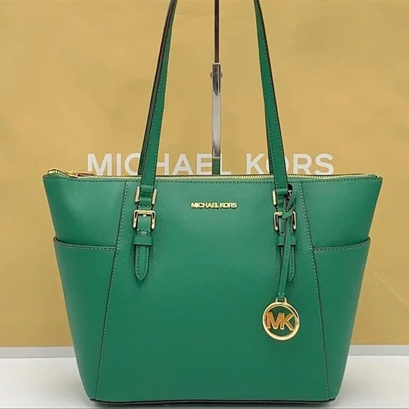 MICHAEL KORS Charlotte Large Leather Top-Zip Tote
Palmetto Green 
NWT - Picture 4 of 16